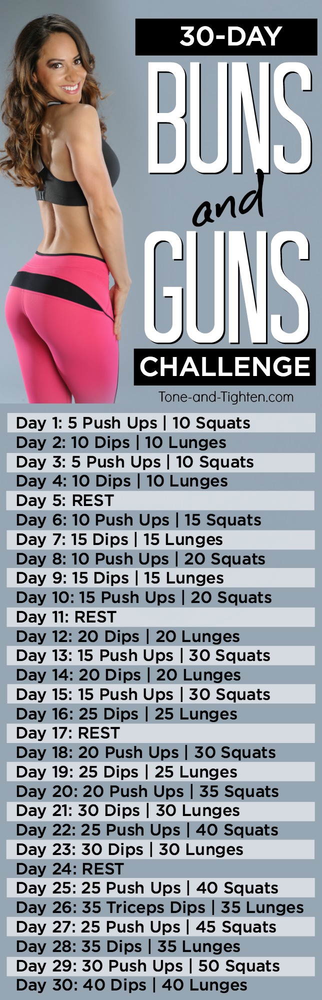 30 Day Arms And Butt Workout Challenge Tone And Tighten