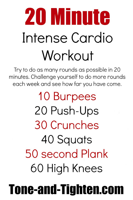 20 Minute Intense Cardio Workout- How many rounds can you do?