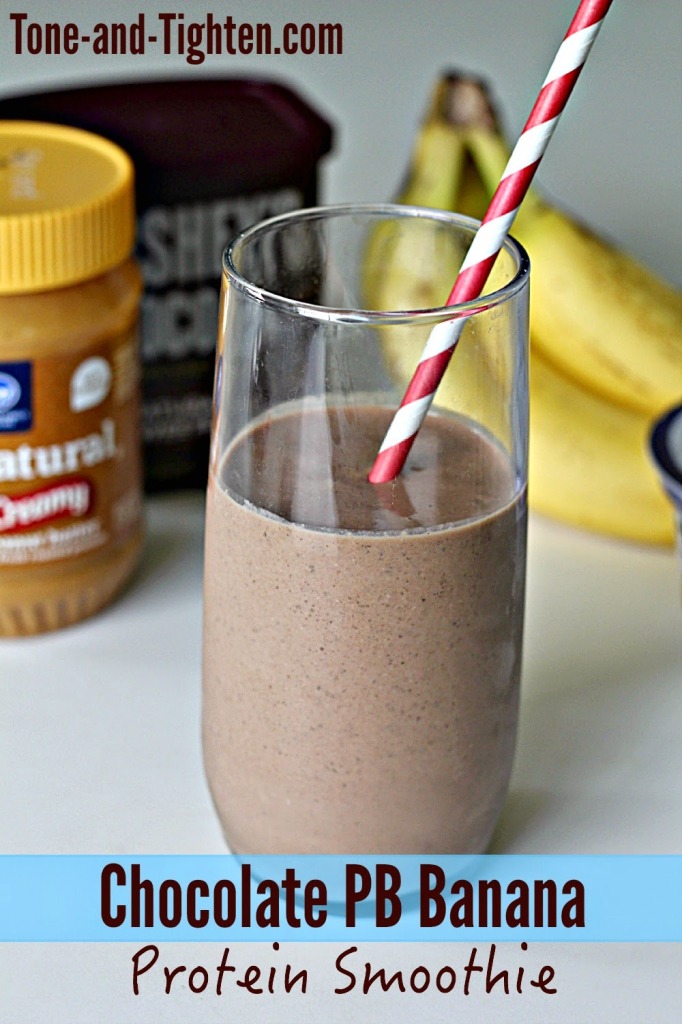Chocolate Peanut Butter Banana Protein Smoothie Tone and Tighten