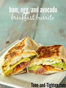 ham egg and avocado breakfast burrito tone and tighten