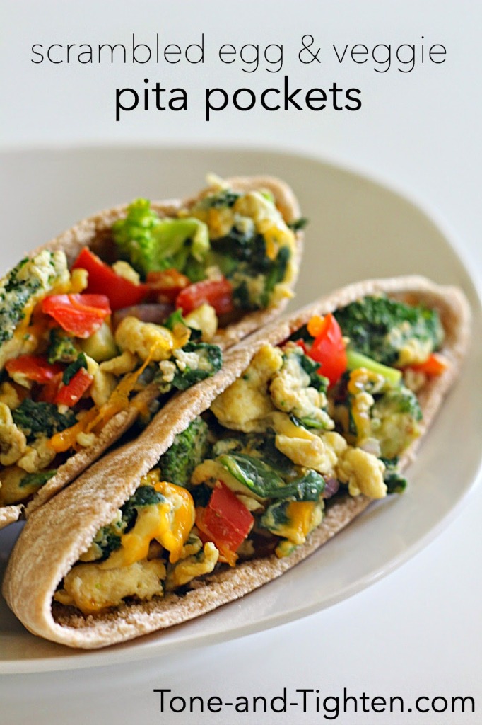 scrambled egg and veggie pita pockets Tone-and-Tighten