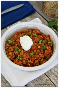 Healthy Turkey Lentil Chili in the slow cooker