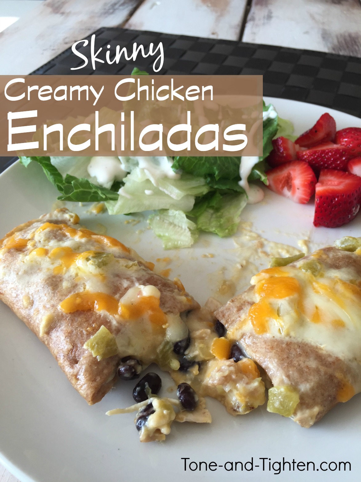 Skinny Creamy Chicken Enchiladas