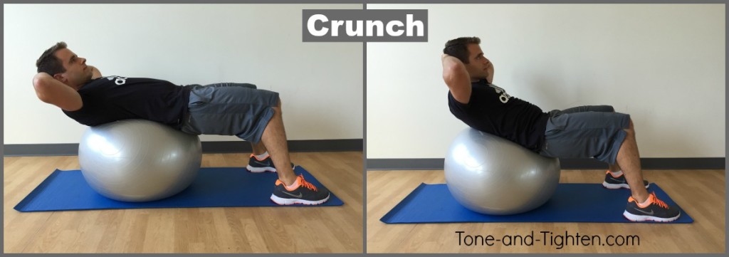 exercise swiss ball crunch ab tone tighten