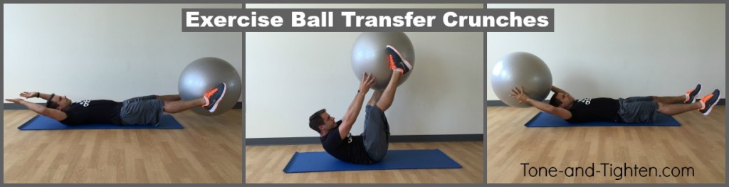 exercise swiss ball transfer crunch tone tighten