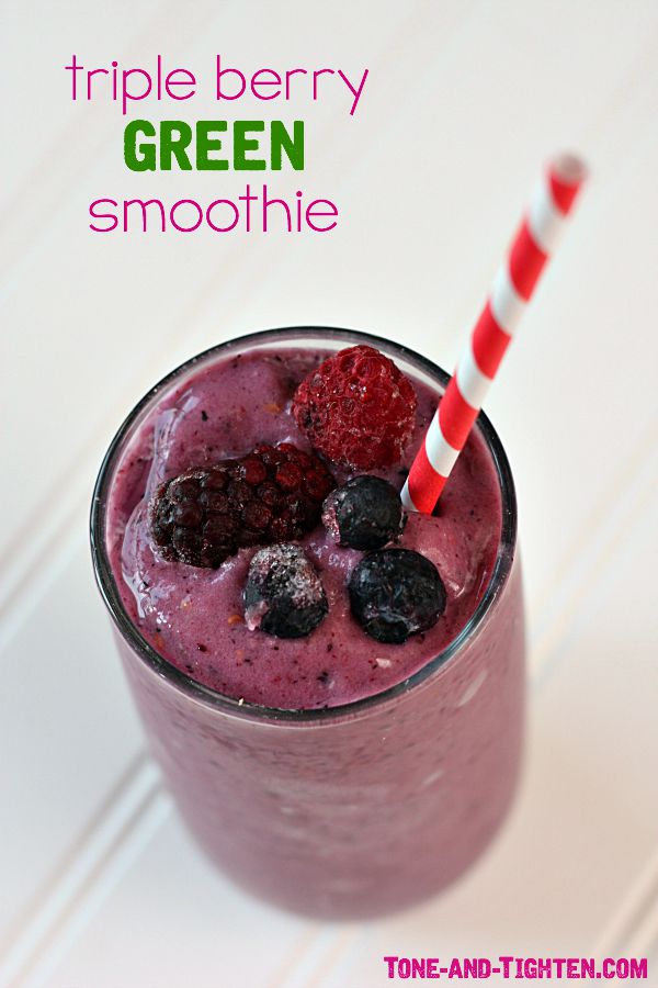 Triple Berry Green Smoothie on Tone-and-Tighten.com