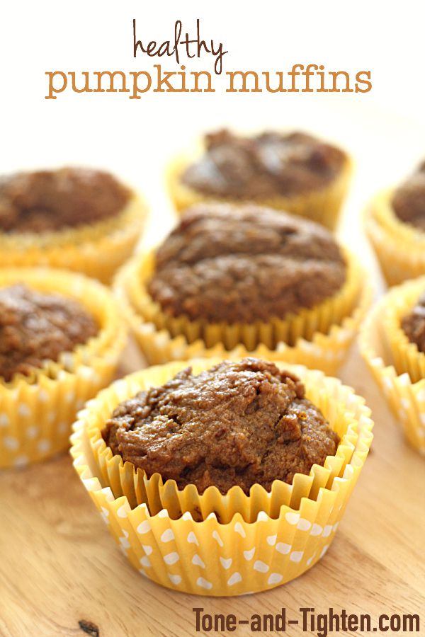 Healthy Whole Wheat Pumpkin Muffins on Tone-and-Tighten.com