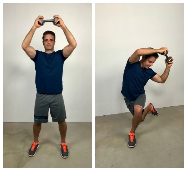 curtsy overhead bend standing abs exercise