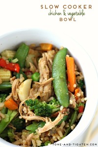 Slow Cooker Teriyaki Chicken and Vegetable Bowl on Tone-and-Tighten.com