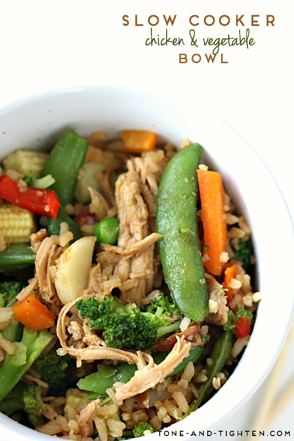 Slow Cooker Teriyaki Chicken and Vegetable Bowl on Tone-and-Tighten.com