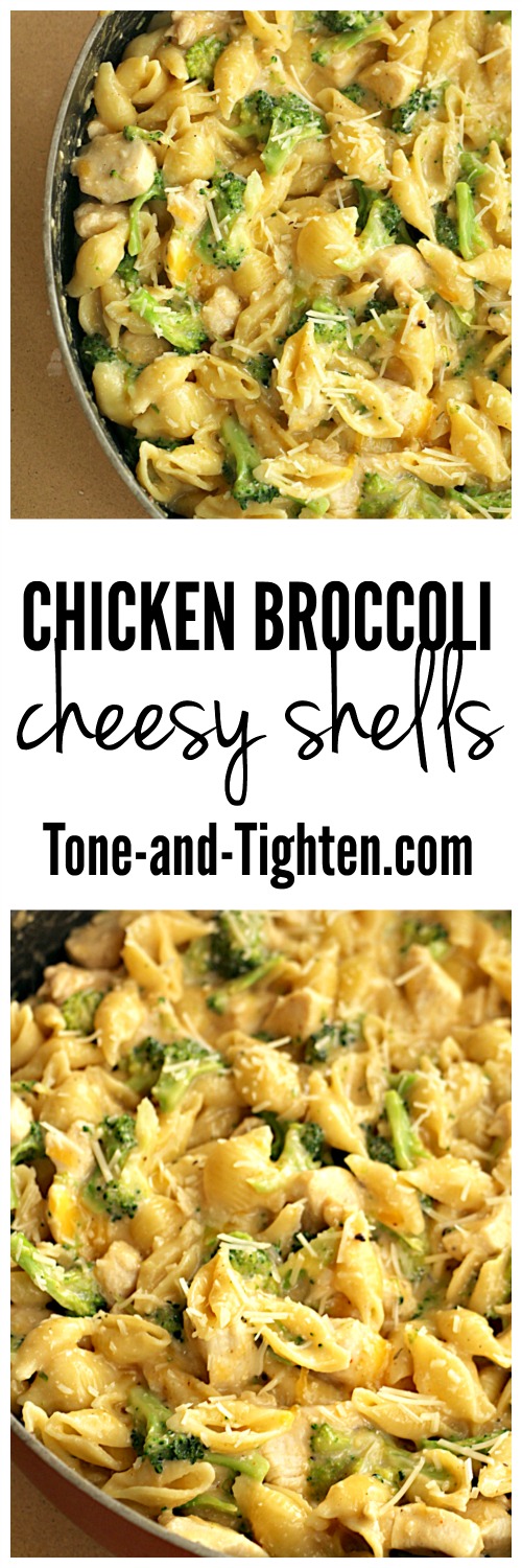 Chicken Broccoli Cheesy Shells Skillet on Tone-and-Tighten.com