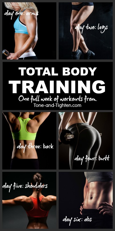 One workout a day for a different body area on each of 6 days! The 