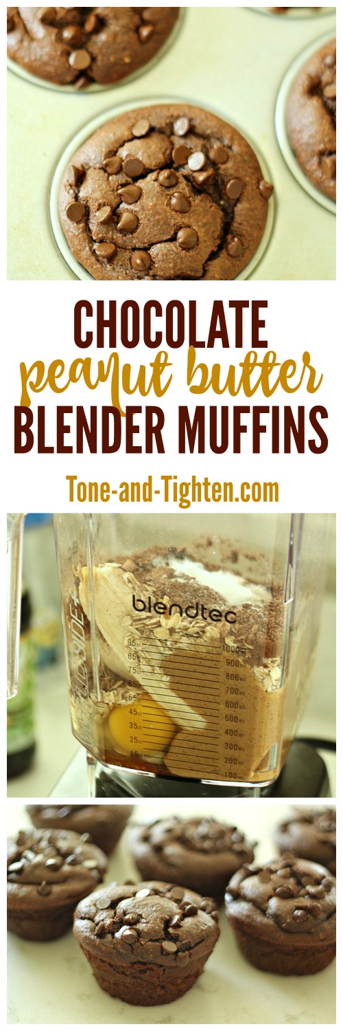 Chocolate Peanut Butter Banana Blender Muffins on Tone-and-Tighten