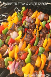 Marinated Steak and Vegetable Kabobs on Tone-and-Tighten