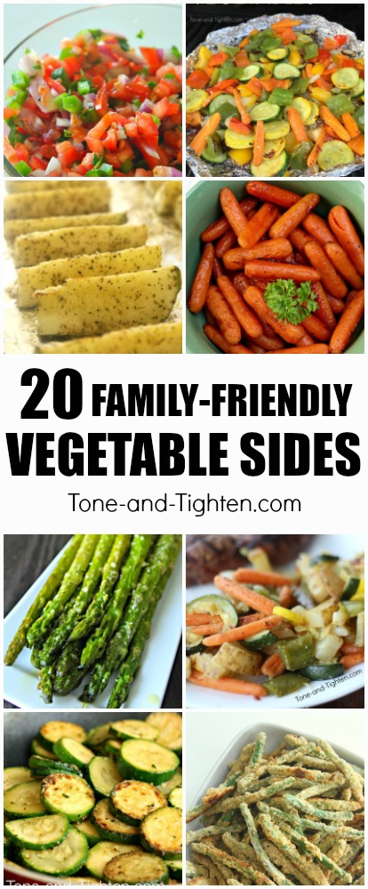 Are you getting your 3 servings of veggies everyday? If you need a little help - here are 20 delicious veggie ideas your whole family will love! | Tone-and-Tighten.com