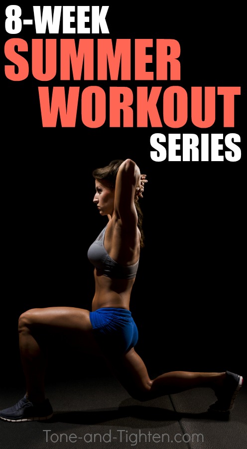 Slim down for summer with this awesome 8-week workout series! Cardio workouts to trim you down, strength training to tone you up! From Tone-and-Tighten.com