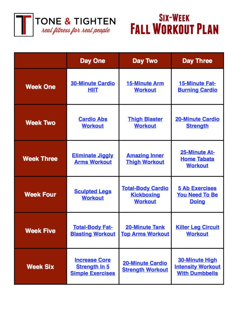 6 week toning workout plan