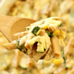 Chicken, Corn, and Zucchini Pasta Casserole