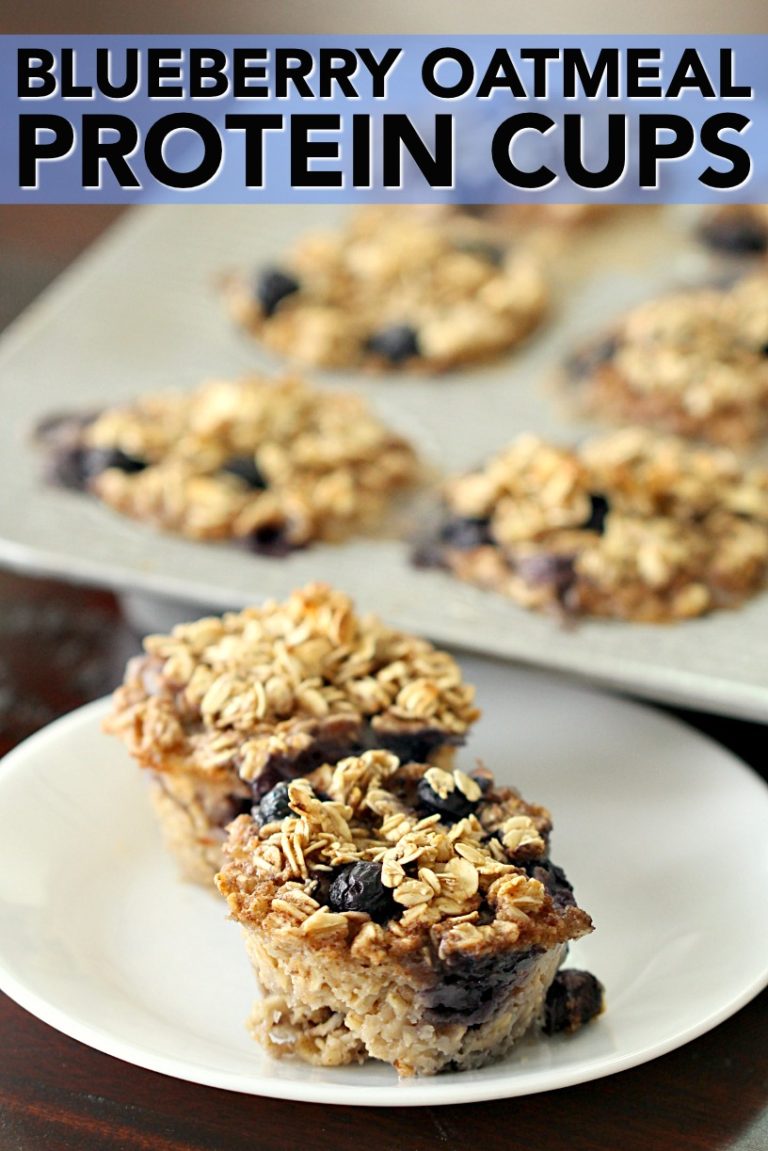 Baked Blueberry Oatmeal Protein Cups | #site_title